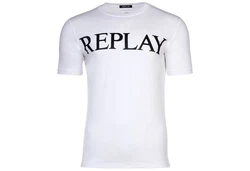 Replay T-Shirt Herren 1/2-Arm Rundhals Logo Blau/Rot/Dunkelblau