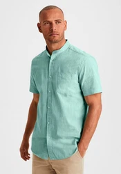 H.I.S Kurzarmhemd Regular Fit Stehkragenhemd Hellblau/Grün/Blau/Türkis