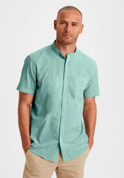 H.I.S Kurzarmhemd Regular Fit Stehkragenhemd Hellblau/Grün/Blau/Türkis