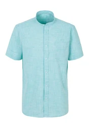 H.I.S Kurzarmhemd Regular Fit Stehkragenhemd Hellblau/Grün/Blau/Türkis