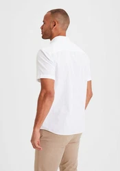 H.I.S Kurzarmhemd Regular Fit Stehkragenhemd Weiß/Creme