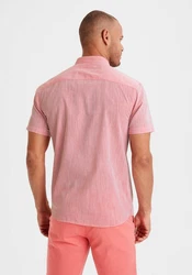 H.I.S Kurzarmhemd Regular Fit Stehkragenhemd Rosa/Rot