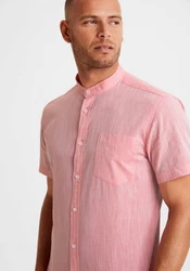 H.I.S Kurzarmhemd Regular Fit Stehkragenhemd Rosa/Rot