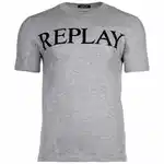 Replay T-Shirt Herren 1/2-Arm Rundhals Logo Blau/Grau