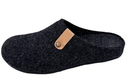 PADERO Herren Pantoffel Hausschuh Schwarz/Dunkelgrau