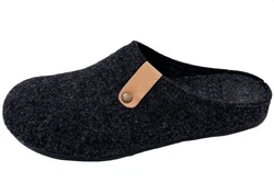 PADERO Herren Pantoffel Hausschuh Schwarz/Dunkelgrau