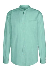 H.I.S Langarmhemd Regular Fit Stehkragenhemd Hellblau/Türkis/Grün