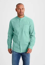 H.I.S Langarmhemd Regular Fit Stehkragenhemd Hellblau/Türkis/Grün
