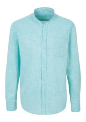 H.I.S Langarmhemd Regular Fit Stehkragenhemd Hellblau/Türkis/Grün