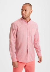 H.I.S Langarmhemd Regular Fit Stehkragenhemd Rosa/Rot
