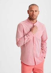 H.I.S Langarmhemd Regular Fit Stehkragenhemd Rosa/Rot
