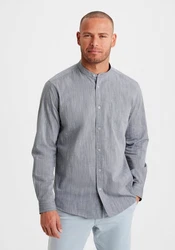 H.I.S Langarmhemd Regular Fit Stehkragenhemd Grau/Hellblau/Dunkelblau/Blau