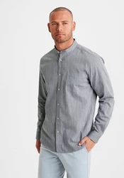H.I.S Langarmhemd Regular Fit Stehkragenhemd Grau/Hellblau/Dunkelblau/Blau
