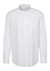 H.I.S Langarmhemd Regular Fit Stehkragenhemd Weiß/Creme