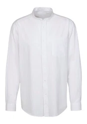 H.I.S Langarmhemd Regular Fit Stehkragenhemd Weiß/Creme