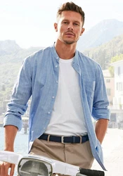 H.I.S Langarmhemd Regular Fit Stehkragenhemd 