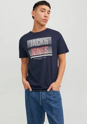 Jack & Jones Kurzarmshirt JJBRIX TEE SS CREW NECK Dunkelblau