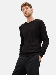 TOM TAILOR Herren Basic Pullover mit V-Ausschnitt (1012820) Schwarz/Dunkelblau/Blau/Hellblau