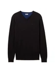 TOM TAILOR Herren Basic Pullover mit V-Ausschnitt (1012820) Schwarz/Dunkelblau/Blau/Hellblau