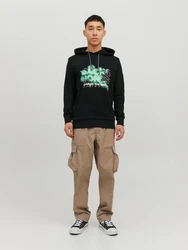 Jack & Jones Longsweatshirt JCOMARINA SWEAT HOOD Grün/Dunkelgrün/Schwarz