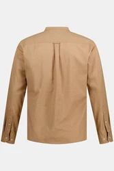 JP1880 Businesshemd Leinenmix-Hemd Langarm Stehkragen Braun/Beige/Khaki