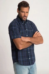 JP1880 Kurzarmhemd Buttondown-Kragen Modern Fit Blau/Dunkelblau/Hellblau
