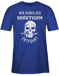 Shirtracer T-Shirt Wir haben den Bräutigam entführt Piratenkopf JGA Männer wei
