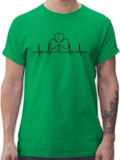 Shirtracer T-Shirt Kleeblatt Herzschlag St. Patricks Day Grün Shirtracer T-Shirt Kleeblatt Herzschlag St. Patricks Day Grün