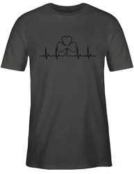 Shirtracer T-Shirt Kleeblatt Herzschlag St. Patricks Day Grün/Dunkelgrün/Braun