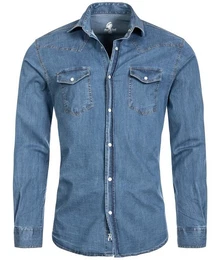 Jeanshemd Herren Jeanshemd Blau H-200B