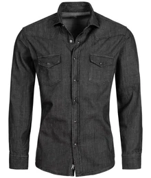 Jeanshemd Herren Jeanshemd Dunkelgrau H-198