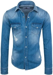 Jeanshemd Herren Jeanshemd Hellblau RC-013