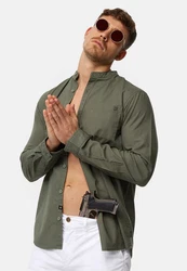Indicode Langarmhemd INRaffi Dunkelgrün/Grün/Khaki