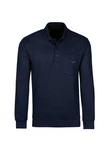 Trigema Sweatshirt Langarm Polo blau