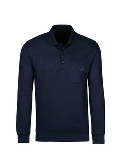 Trigema Sweatshirt Langarm Polo blau Trigema Sweatshirt Langarm Polo blau