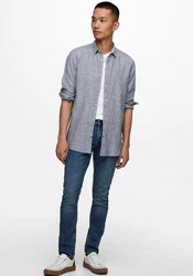 ONLY & SONS Langarmhemd ONSCaiden (1-tlg) Grau/Weiß/Dunkelblau/Blau