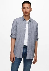 ONLY & SONS Langarmhemd ONSCaiden (1-tlg) Grau/Weiß/Dunkelblau/Blau