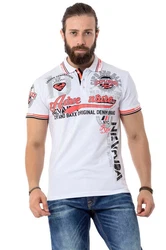 Cipo & Baxx Poloshirt Creme/Weiß/Rot