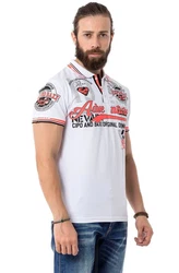Cipo & Baxx Poloshirt Creme/Weiß/Rot