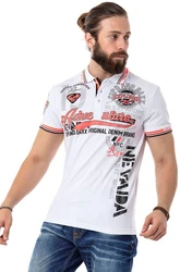 Cipo & Baxx Poloshirt Creme/Weiß/Rot