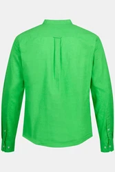 JP1880 Businesshemd Leinenmix-Hemd Langarm Stehkragen Neonfarben/Türkis/Grün