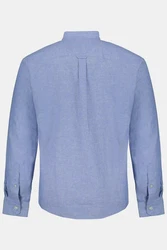 JP1880 Businesshemd Leinenmix-Hemd Langarm Stehkragen Blau/Hellblau