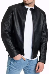 Bikerjacke Tate PU Lederjacke gesteppte Schulter und rmel