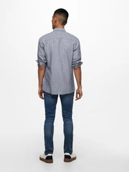 ONLY & SONS Langarmhemd Caiden Grau/Hellgrau/Hellblau/Blau