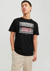 Jack & Jones Kurzarmshirt JJBRIX TEE SS CREW NECK Schwarz/Blau/Hellblau