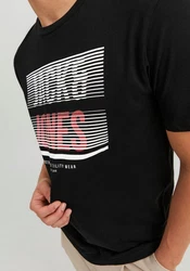 Jack & Jones Kurzarmshirt JJBRIX TEE SS CREW NECK Schwarz/Blau/Hellblau