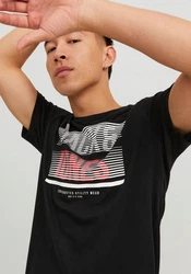 Jack & Jones Kurzarmshirt JJBRIX TEE SS CREW NECK Schwarz/Blau/Hellblau