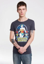 LOGOSHIRT T-Shirt Wonder Woman Weiß/Grau/Braun/Blau