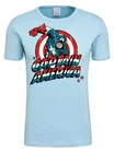 LOGOSHIRT T-Shirt Captain America Retro-Frontprint Blau/Dunkelrot/Braun/Hellblau/Türkis