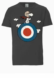 LOGOSHIRT T-Shirt Peanuts Snoopy Pilot Schwarz/Creme/Grau/Braun